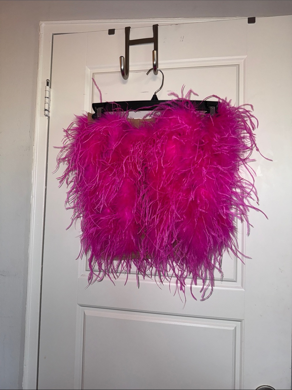 Vibrant Hot Pink Feather Mini Skirt